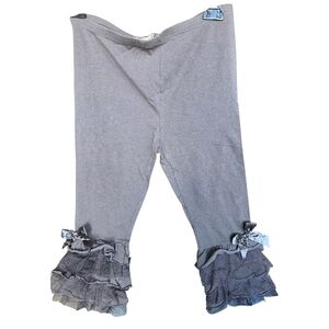 Effie’s Heart Cabaret Pedal Pushers Leggings with Hem Ruffles & Bow Brown Large